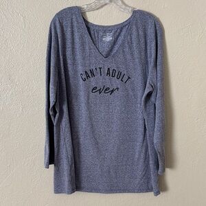 Lane Bryant Women’s Plus Size Long Sleeve V Neck Top, 18/20 2X Blue